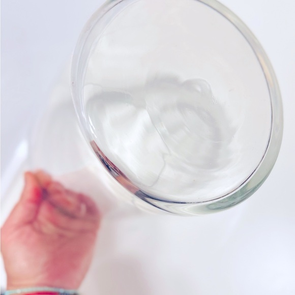 VINTAGE Minimalistic Large Wide Clear Glass Vase 8.5” - Picture 8 of 10